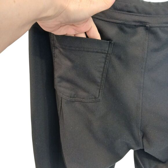 Athleta Womens Large Black Cropped Athletic Pants Stretch Ankle Drawstring Zip - Picture 6 of 11